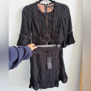 For Love And Lemons Black Floral Lace set